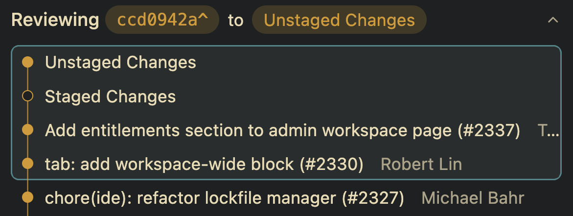 Selecting the commit range